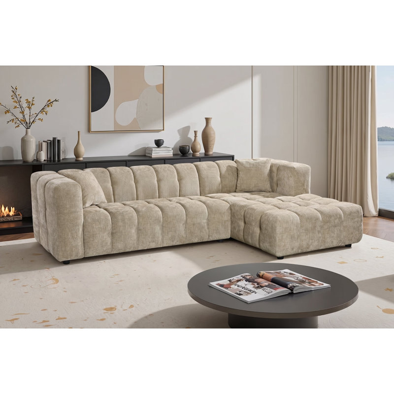 5 Seater Corner Sofa , Without Ottoman, Right Hand Facing, Beige