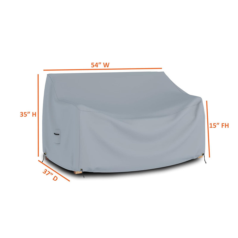 HeavyDuty Multipurpose Waterproof Outdoor Bench Cover, Patio Lounge 3-Seat Deep Bench Cover, 35" H x 54" W x 37" D, Gray