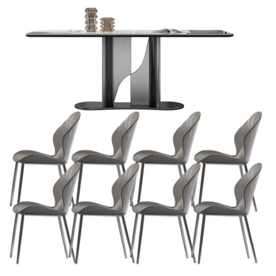 Italian luxury modern rectangular dining table set