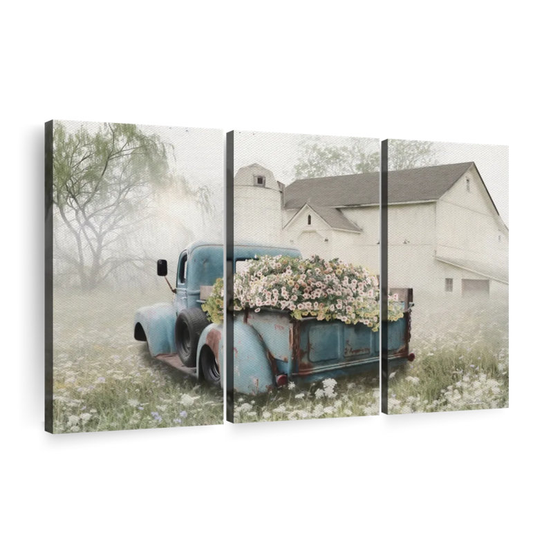 Ensemble de 3 pièces pleines de fleurs sur toile, H 32 po x l 50 po x P 1,25 po