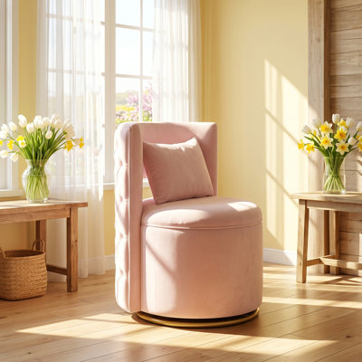 Fauteuil d'appoint pivotant en velours l 20,67 po x P 22,83 po x H 30,12 po Aurelia