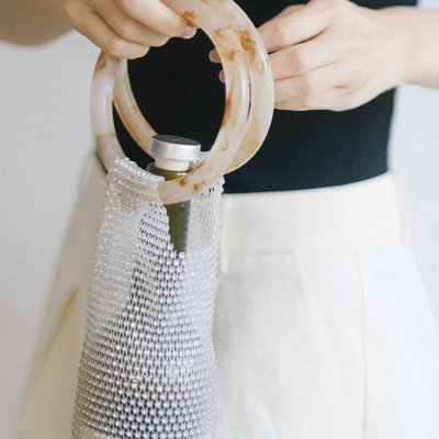 Water Bottle Women Wine Bag Rhinestone Wine Accessory Sets Diamond Wine Bag Elastic Wine Bottle Bag With Sturdy Handle