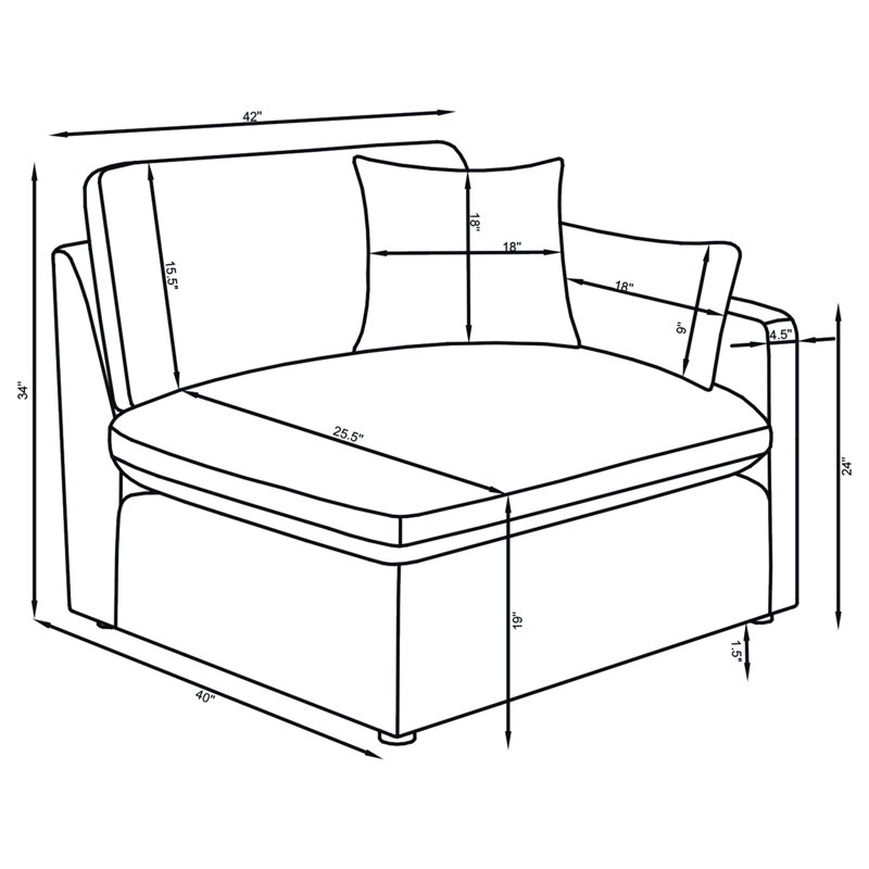Canapé modulaire rembourré 5 pièces Garst, Tissu gris