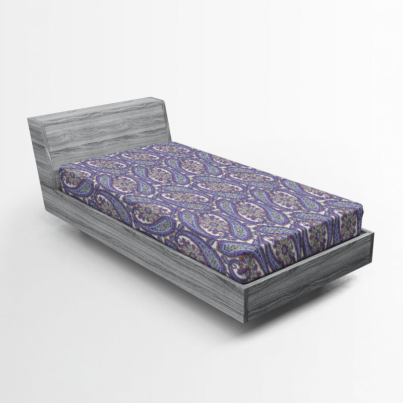 Microfiber Paisley Fitted Sheet, Twin XL Fitted Sheet, Teal Paisley