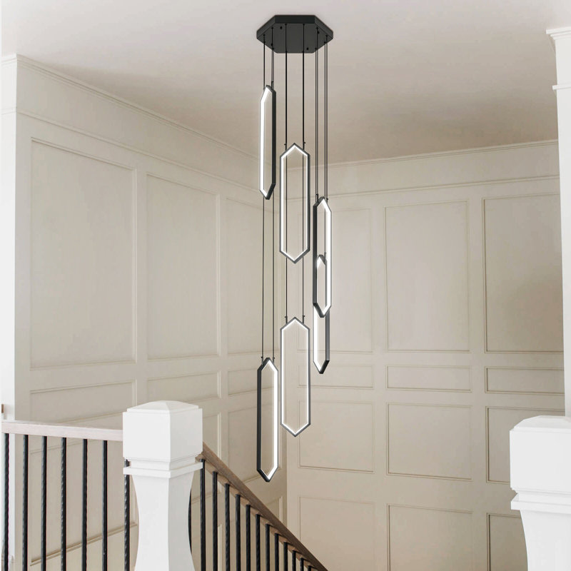 Luminaire suspendu rectangulaire DEL, Noir