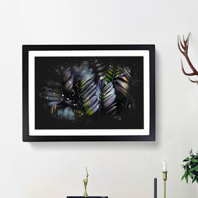 Plant Leaves - Picture Frame Graphic Art Print, 45cm H x 63cm W x 2cm D, Black Framed