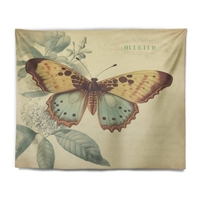 Vintage Illustration Of Butterfly VI Polyester Tapestry