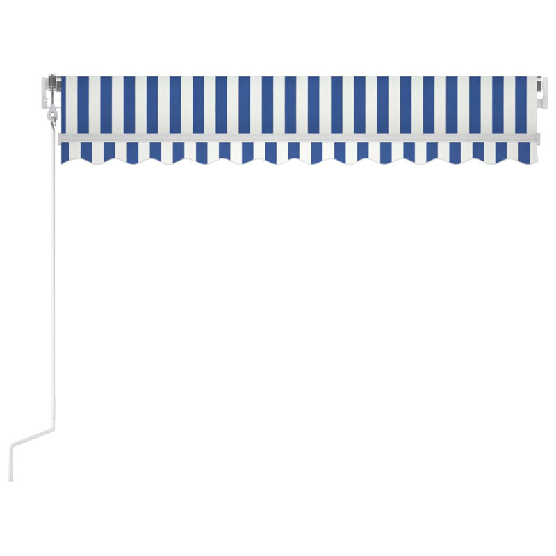 VidaXL Polyester Cover Retractable Patio Awning, Blue and White, 118.1" x 98.4"