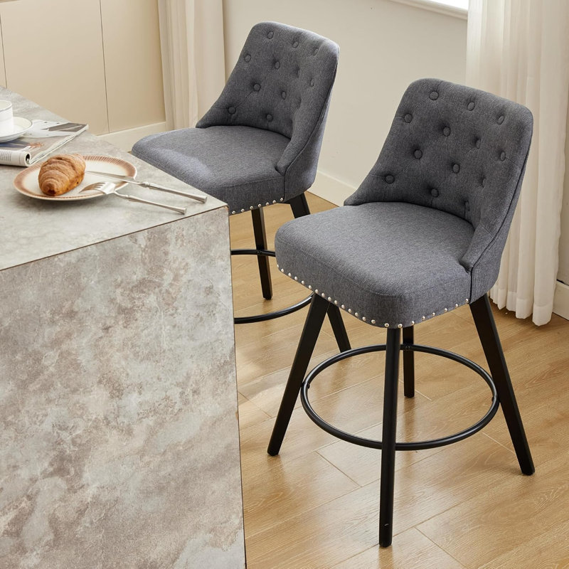 Upholstered Swivel Accent Chair, Grey