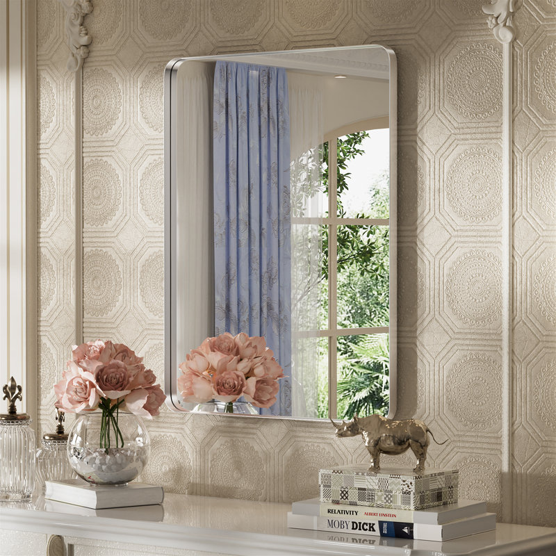 Miroir de salle de bain Morelock, Argent, 36 po x 24 po