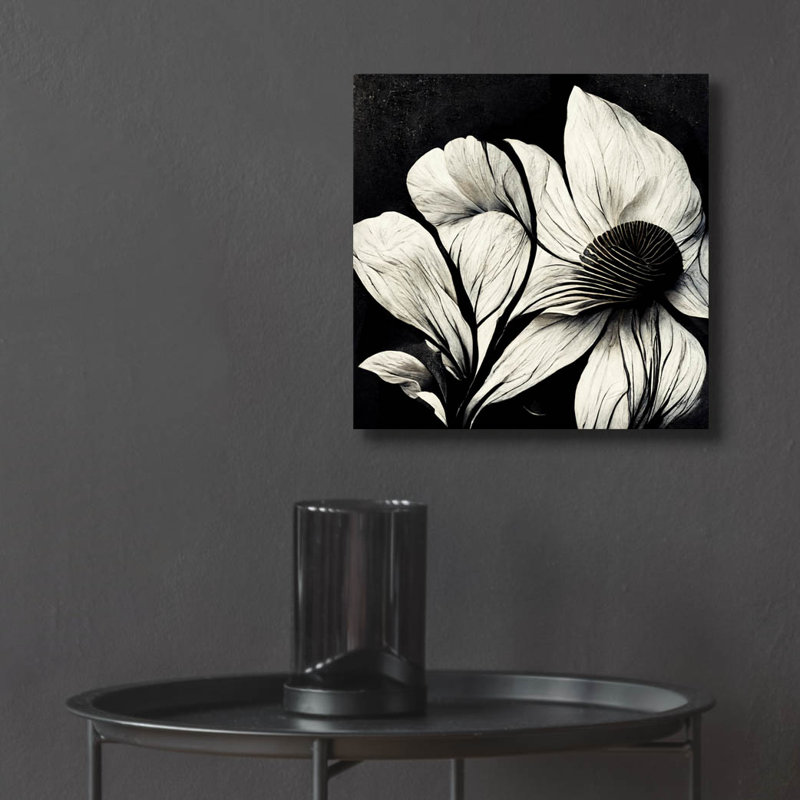 «Flowers Black White 30» par Ray Heere, H 12 po x l 12 po x P 0,13 po