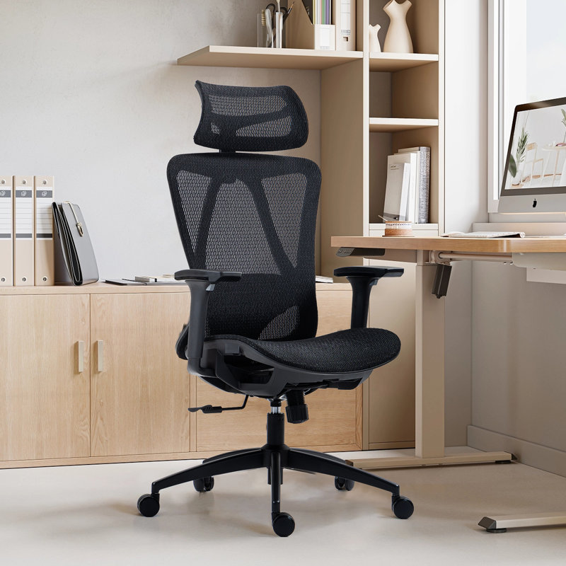 High Back Mesh Office Chair, Black, Black