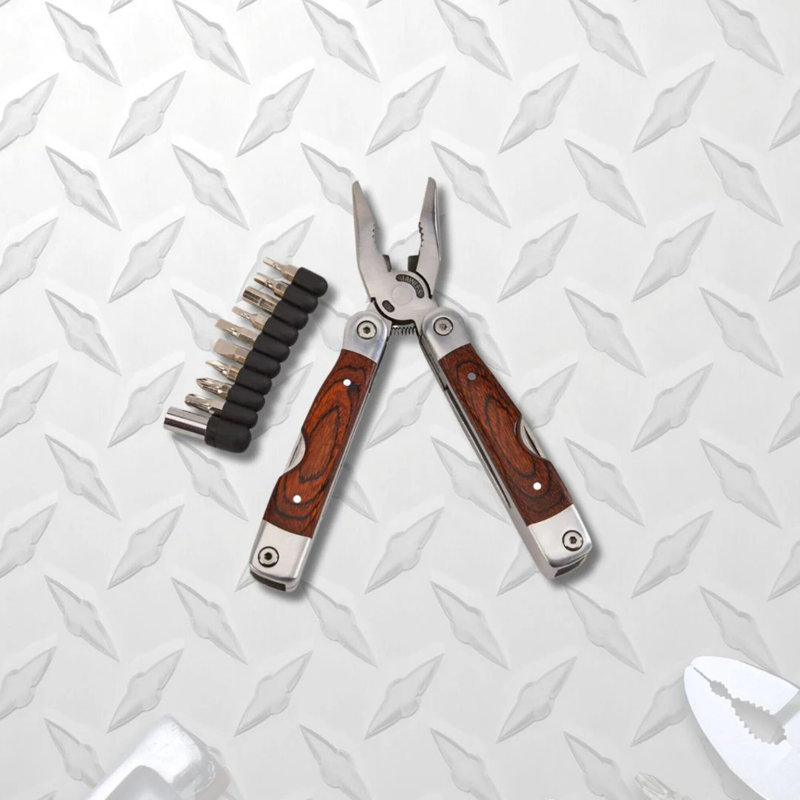 Wood Handle Stainless Steel Multi Function Tool W/bits, 7" L