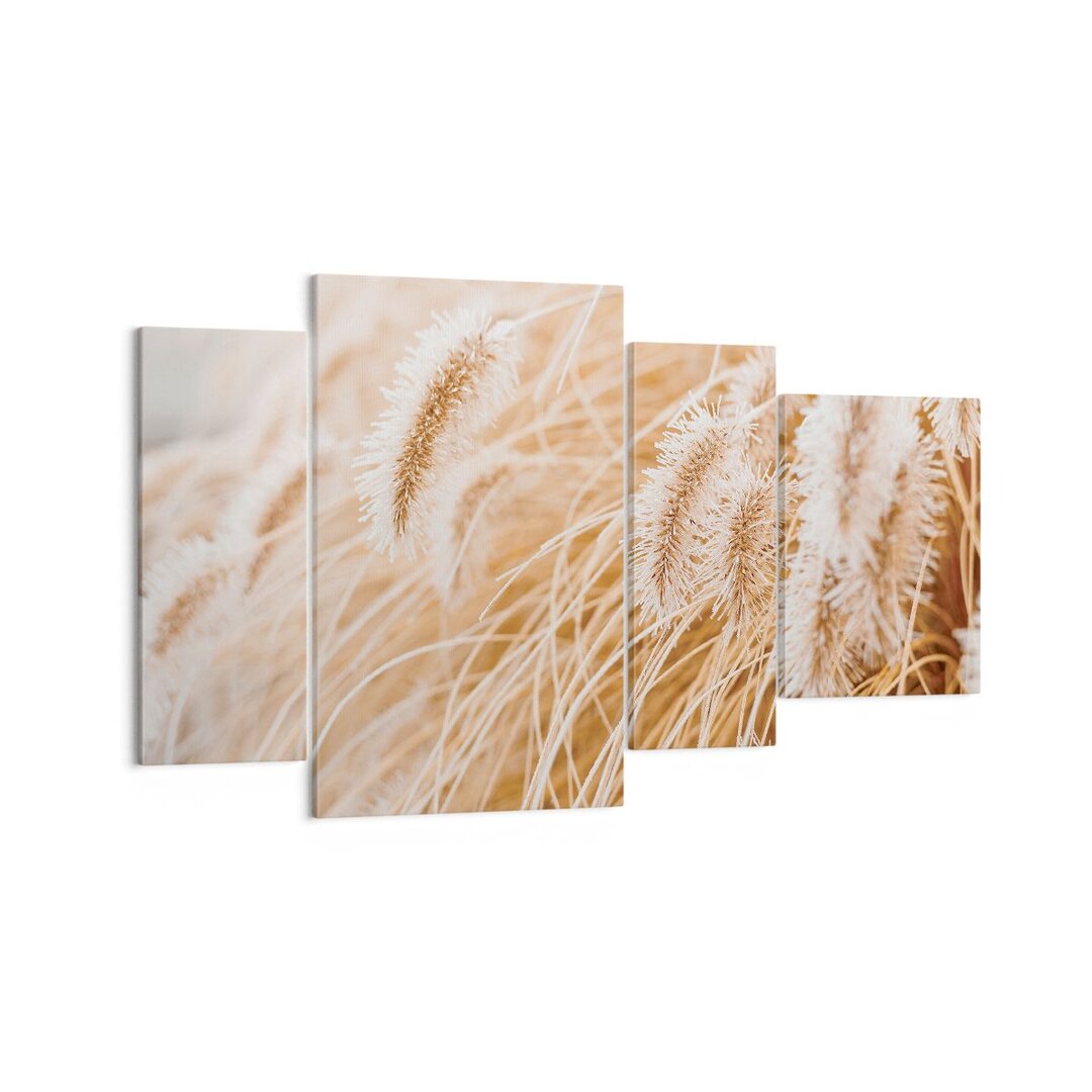 4-tlg. Leinwandbilder-Set Grass Boho Light