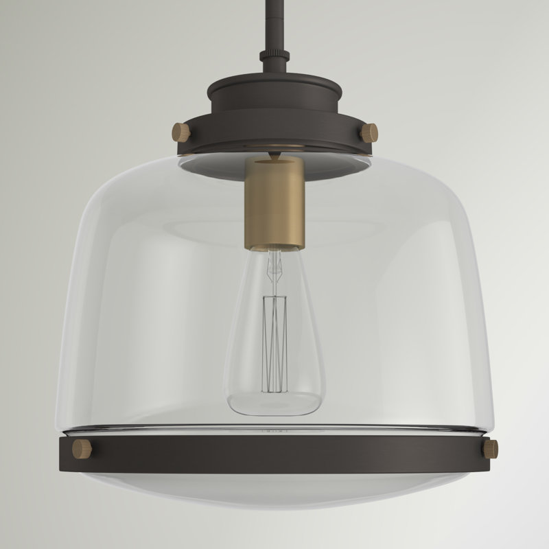 Luminaire suspendu simple à 1 lumière Lupe, Bronze antique