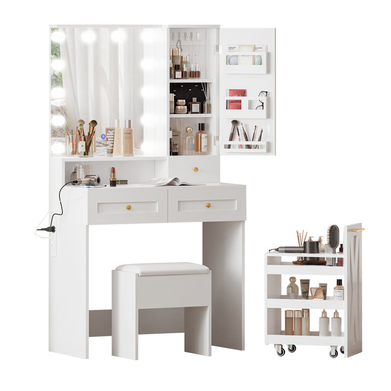 Solia Dressing Table with Mirror, White