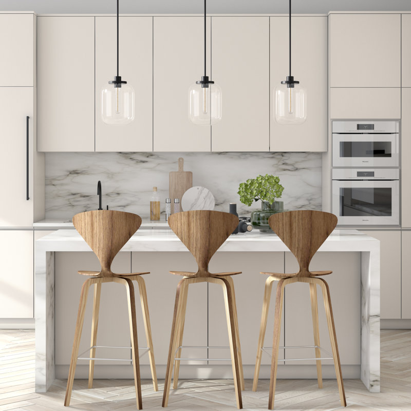 Luminaire suspendu de 9,62 po de largeur avec abat-jour en verre Agnolo en bronze noirci / transparent, Bronze noirci, Clair