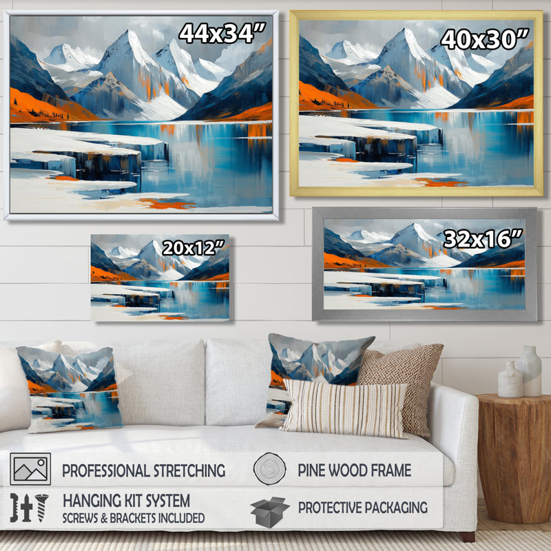 Gissur surréel glacial, écho d'Antartica II - art mural transitionnel, Argent argent, H 34 po x l 44 po