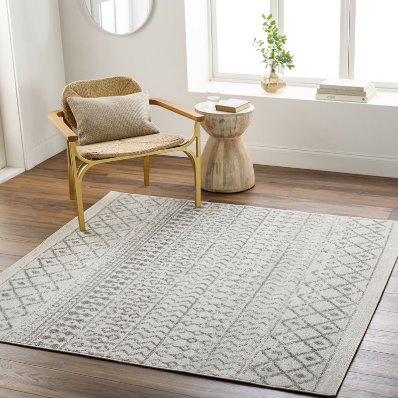 Tapis ivoire / gris Bernhard Global, Carré 5 pi