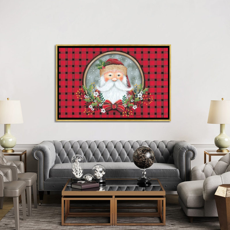 «Primitive Santa Portrait», reproduction d'art sur toile encadrée, H 40 po x l 60 po, Doré