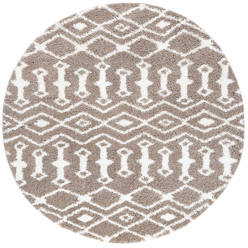 Tapis brun clair / blanc Jemima, Rond 5 pi 3 po