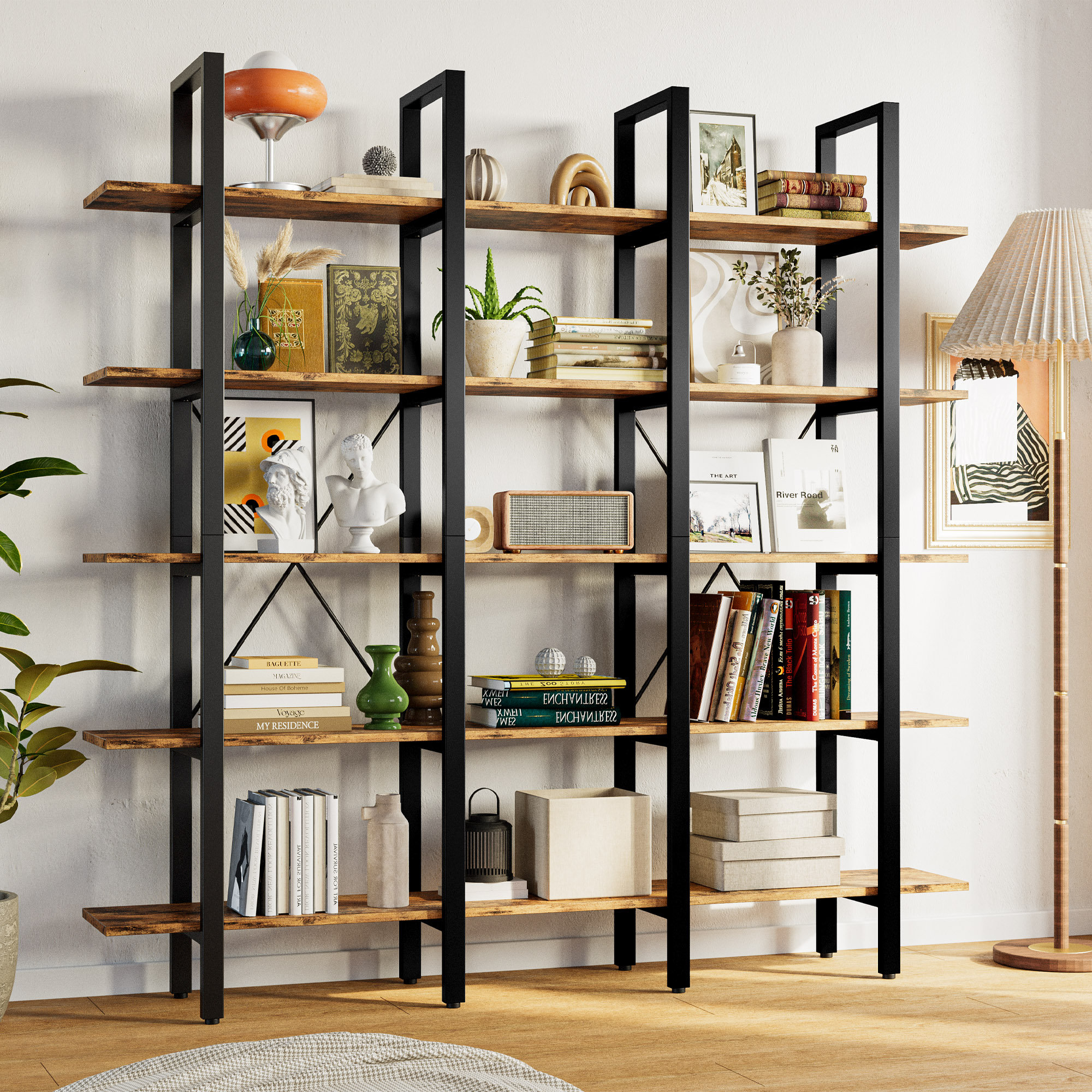 Blaire Triple Wide Storage Bookshelf Set