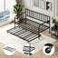 Lit de jour simple avec lit gigogne peu encombrant, structure de lit en métal noir, garantie de durabilité à long terme, espace de rangement inférieur, convient à différents styles de pièce, étapes d'assemblage rapide et fiable, s'adapte à la tradition