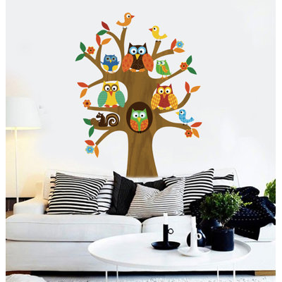 Arbre généalogique de famille autocollants muraux forêt bouleau autocollants muraux oiseaux art mural pour chambre d'enfant chambre à coucher chambre à coucher salon décoration-GD658