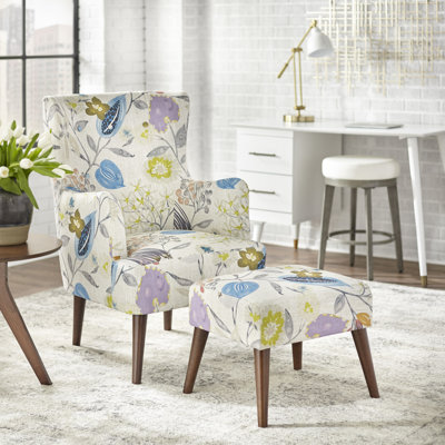 Fauteuil à oreilles et repose-pieds Piersten de 67 cm de large