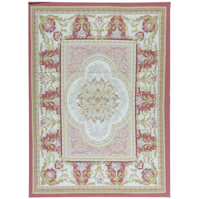 Hand-Knotted High-Quality Red and Ivory Area Rug