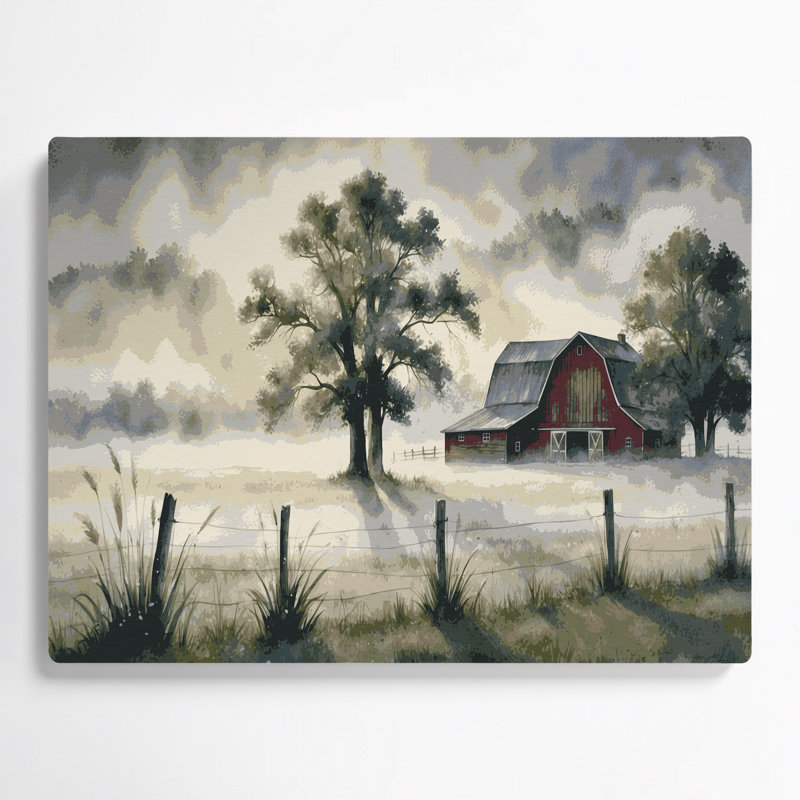 «Farm Morning Mist», art mural en métal beige, H 11 po x l 14 po