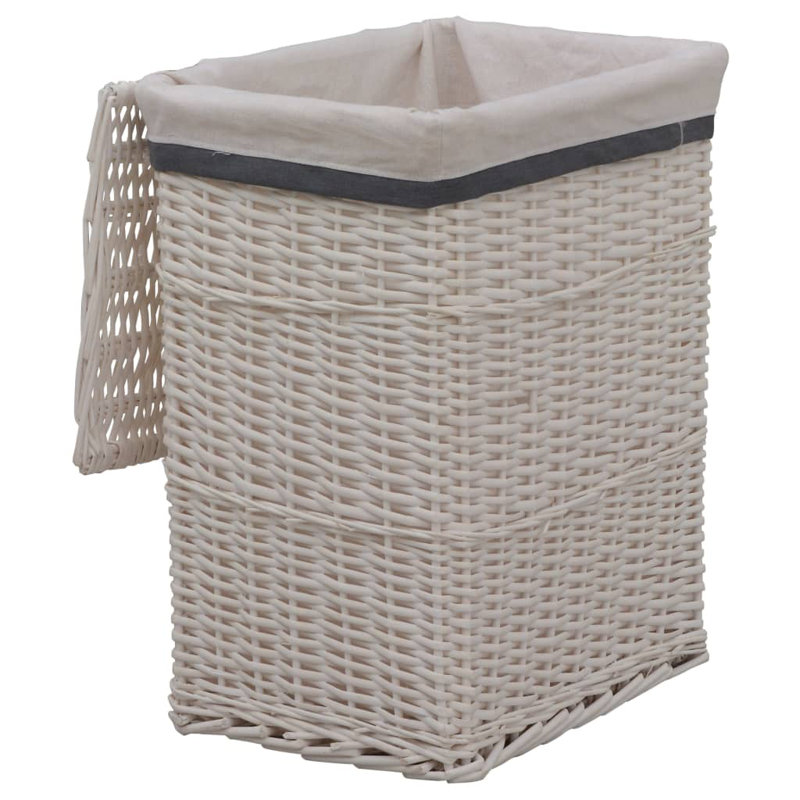 Wicker Laundry Basket, White