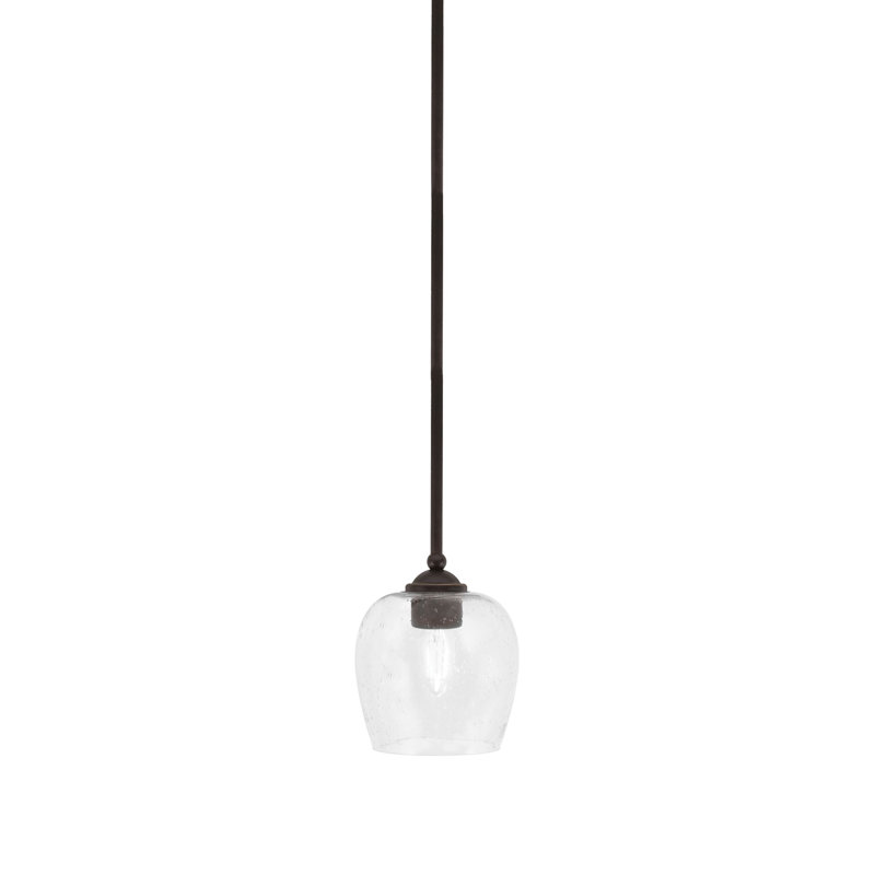 Mini-luminaire suspendu suspendu Zilo, fini granit foncé avec verre de 6 po, Granit foncé