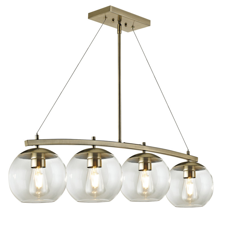 Thursa 4 - Light Kitchen Island Pendant, Antique Brass
