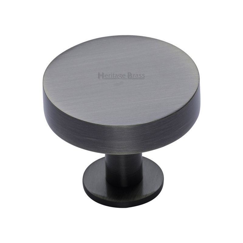 Heritage Brass Heritage Cabinet Knob Disc Design with Base, 3.2cm H x 3.8cm W x 3.8cm D, Matt Bronze