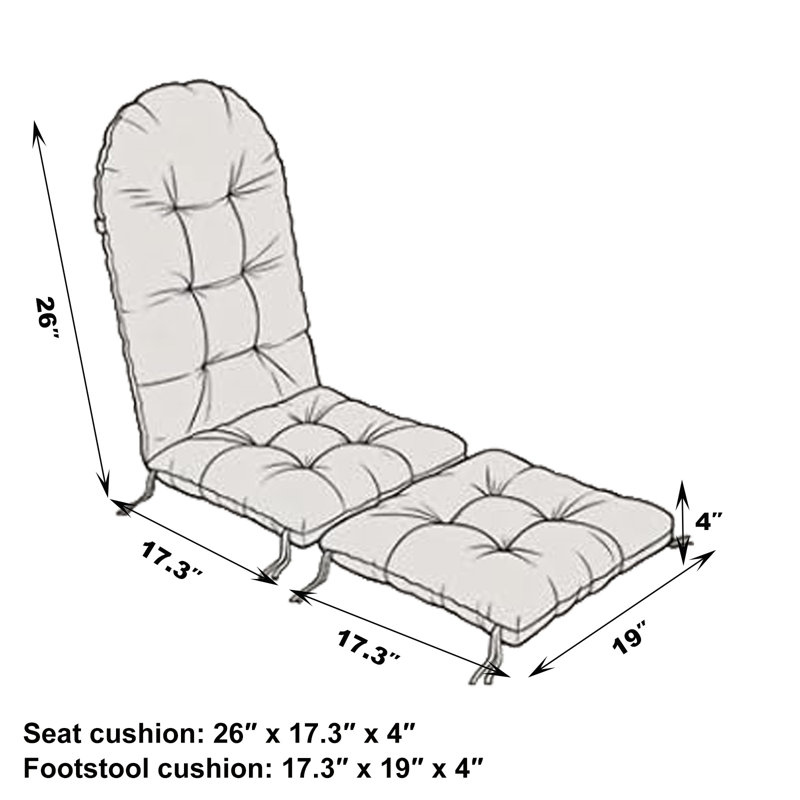 Adirondack Chair Cushions, Outdoor Seat Back Cushion For Patio Furniture, 1, Khaki