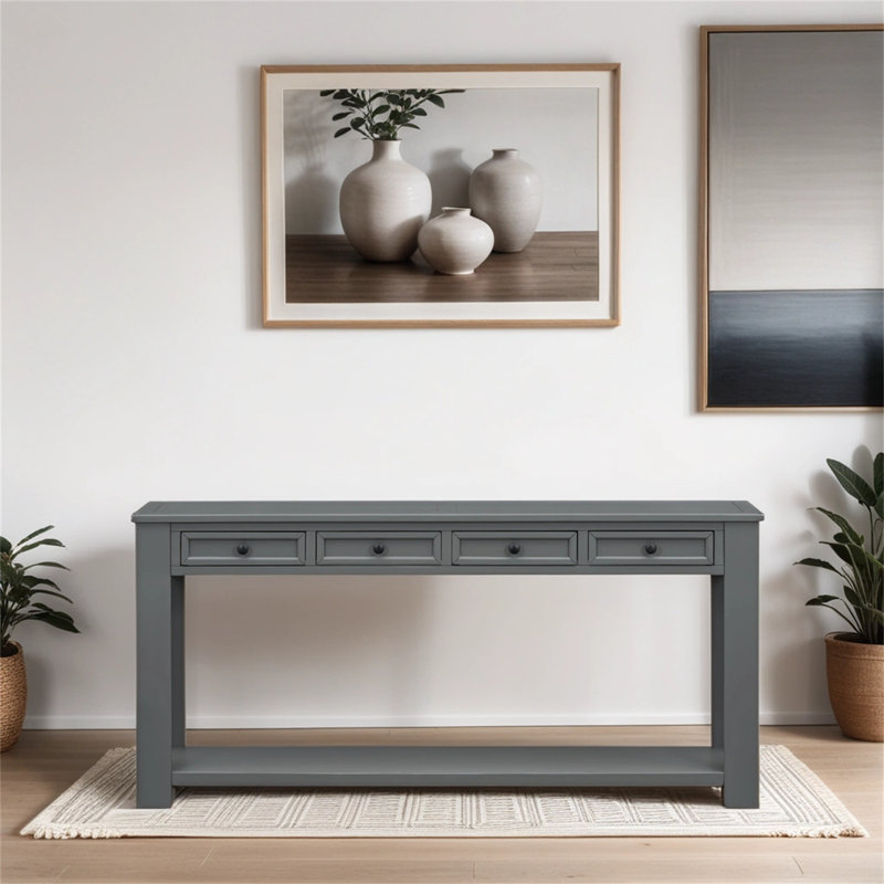 Console en bois massif 63 po Teshayla, Gris