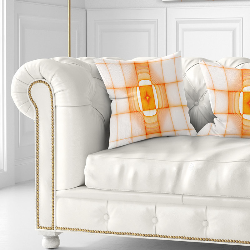 Visière thermique infrarouge - coussin imprimé abstrait, 16 po x 16 po, Jaune, Coussin décoratif
