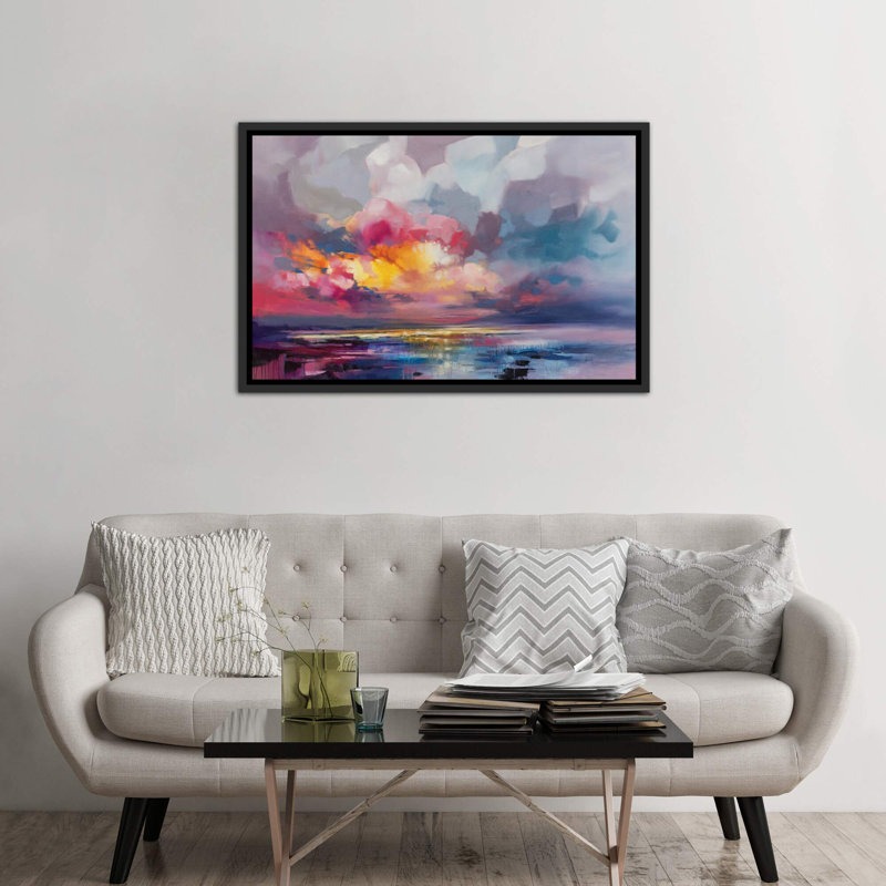« deplacement » par scott naismith-reproduction d’art, Toile avec cadre noir, H 40 po x l 60 po x P 1,5 po