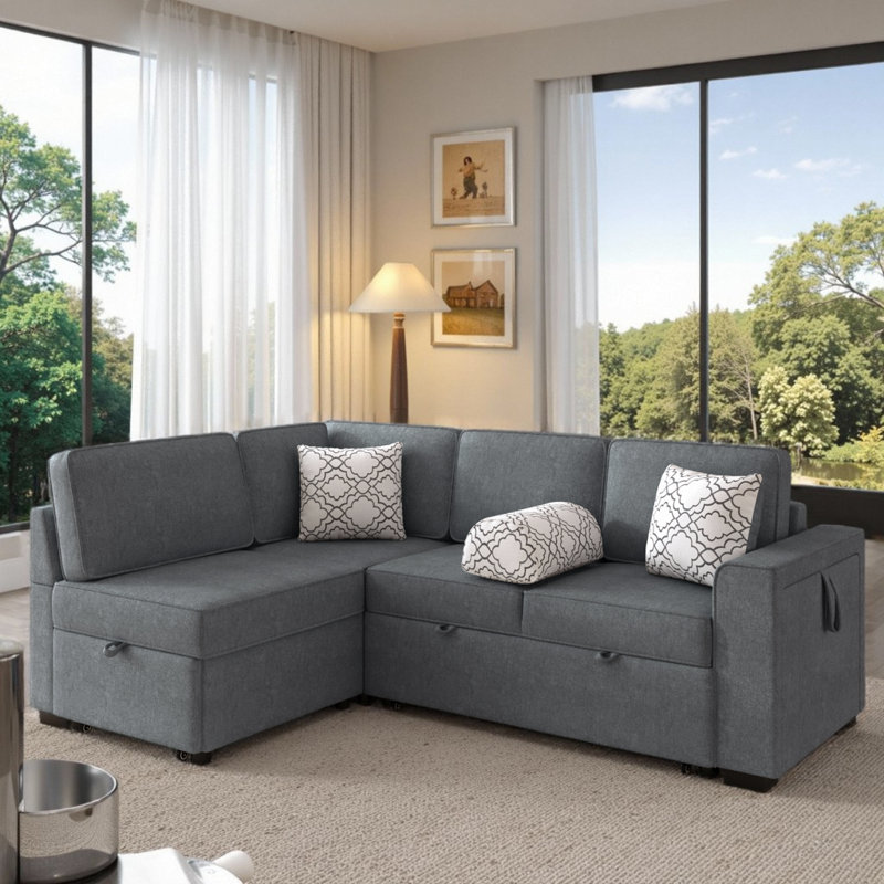 Canapé-lit modulaire convertible 83,9 po, Chenille grise foncée