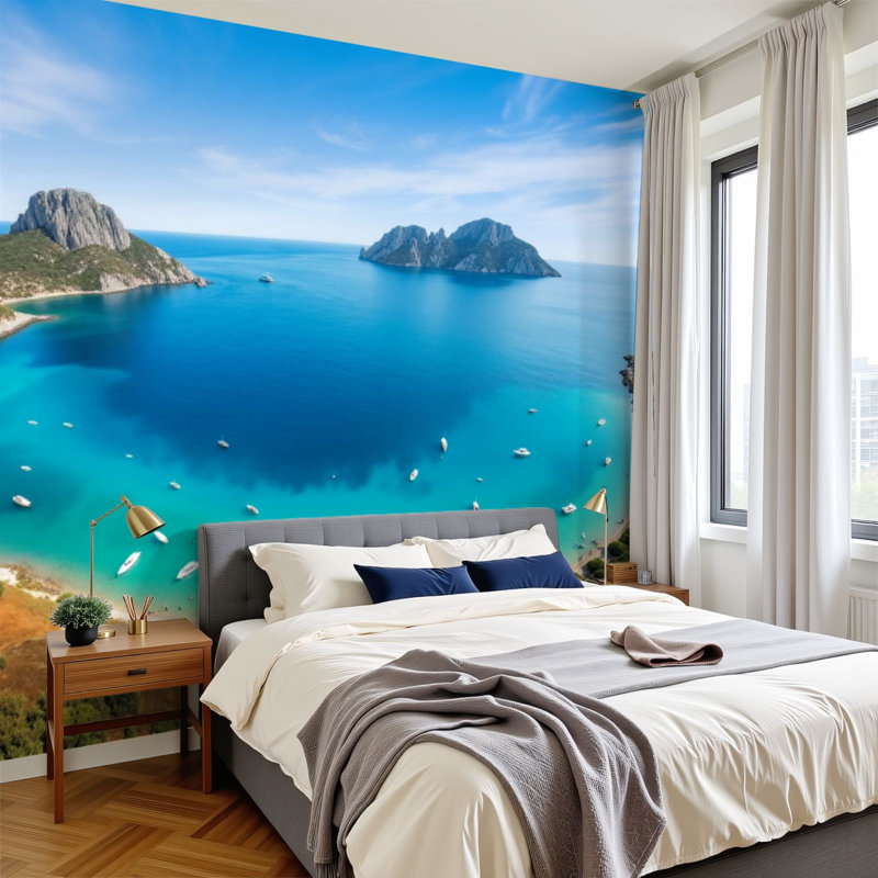 Papier peint adhésif mural pour chambre à coucher Peel and Stick l 144 "x H 100" avec vue aérienne, L 144 po x l 100 po