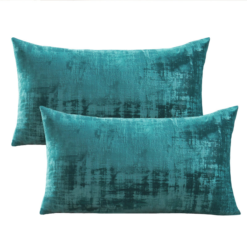 Textured Velvet Textured Rectangular Pillow Cover, Agate Green