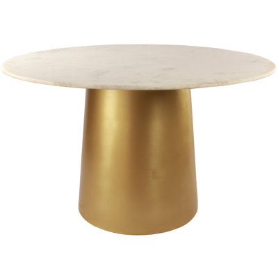 Eilers Round Marble Top Metal Base Dining Table