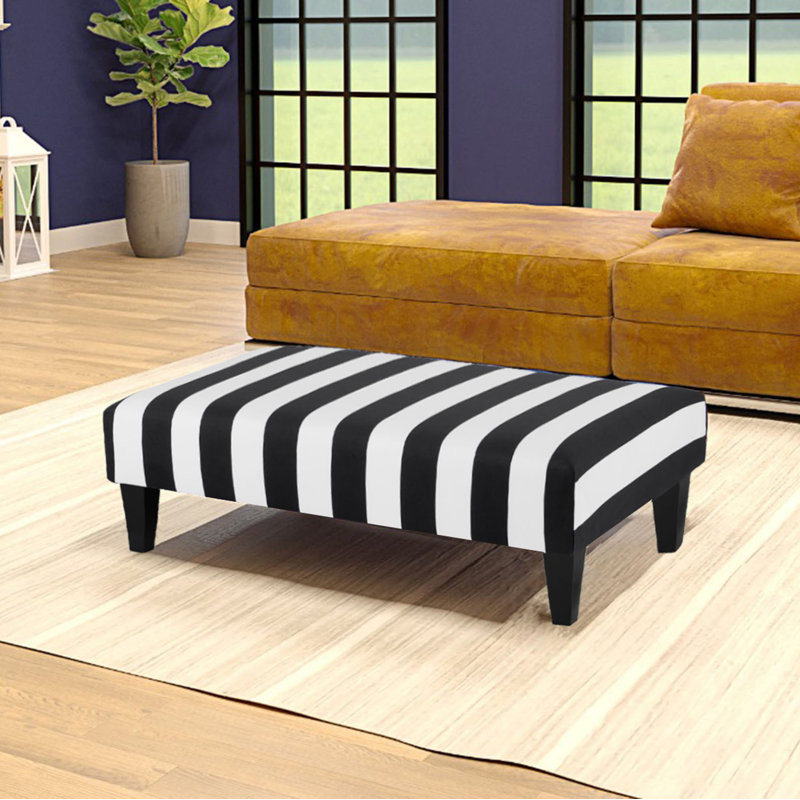 Idiaquez 120cm Wide Velvet Rectangle Striped Cocktail Ottoman
