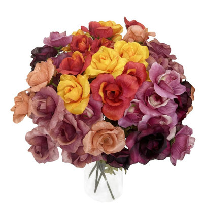 6 Pcs Artificial Fall Flowers  Fake Roses Bouquets with Hydrangea Autumn Faux Flowers Arrangements for Home Fall Wedding Table Centerpieces Party Decor