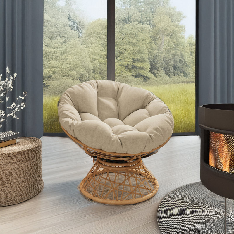 Comfortable Ergonomic Wicker Bessette with Advanced Features for Relaxation, Natural, Beige Polypropylene