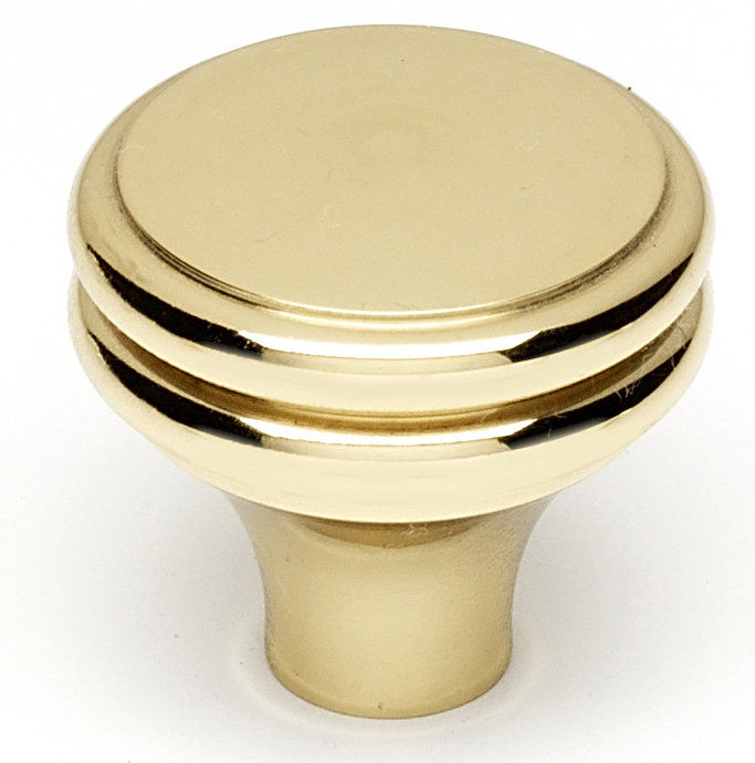 Polished Brass Round Traditional Cabinet Knob with Mounting Hardware