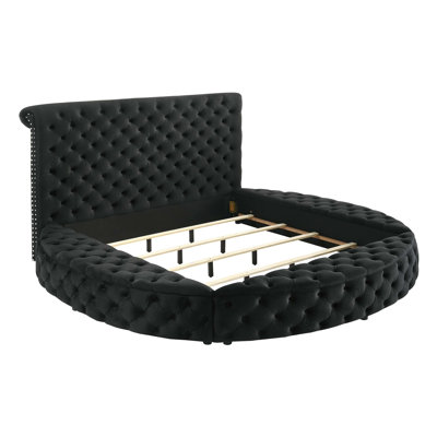 Lit de rangement en velours capitonné à boutons 1pc
