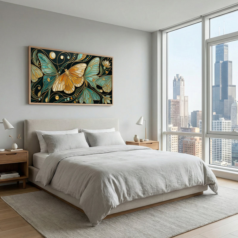 Ensemble de 1 tableau sur toile papillon, L 40 po x H 20 po, Natural