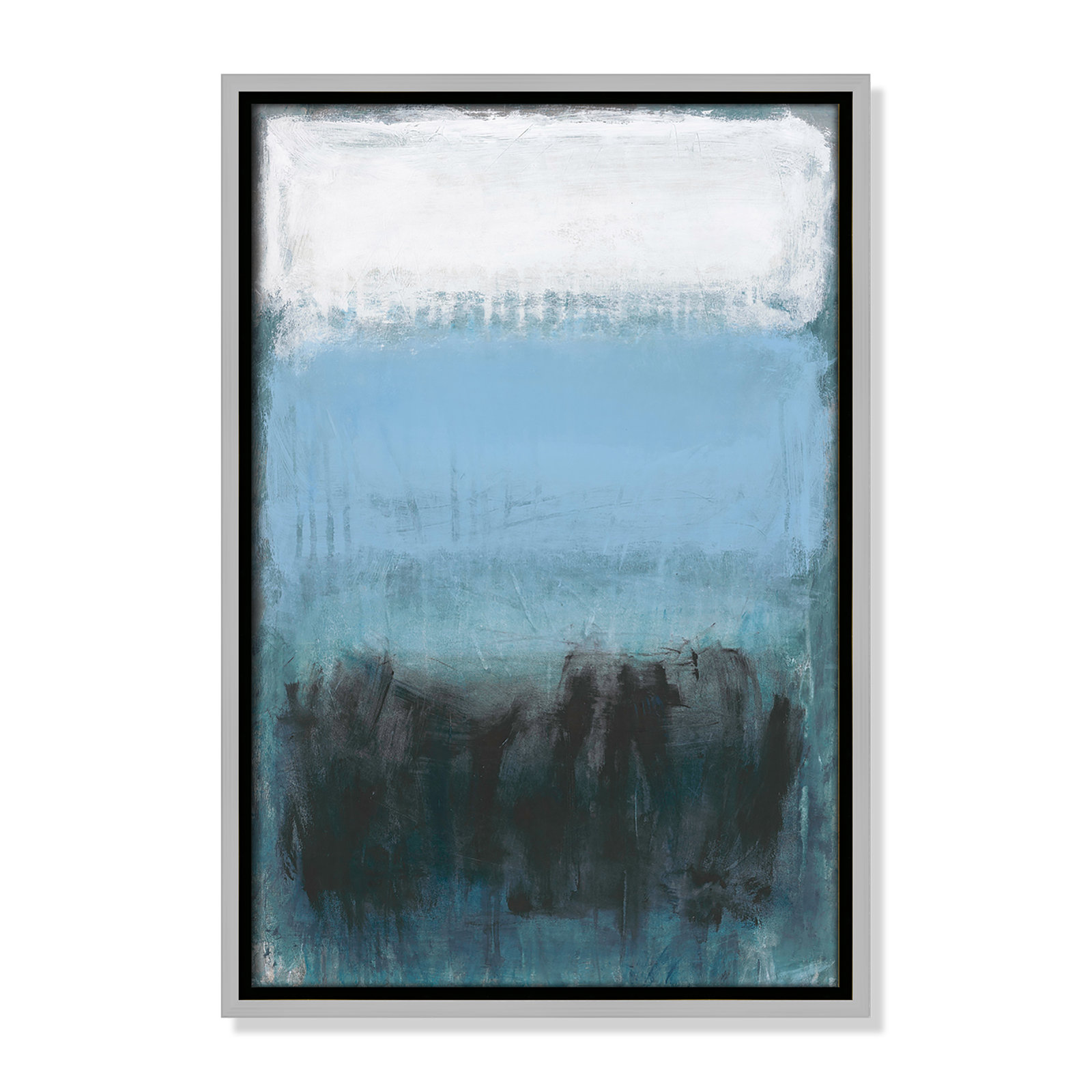 Arboles "Coastal Nightfall" Painting by Filippo Ioco, 19.5" H x 13.5" W x 2" D, Silver Framed Canvas, No Mat
